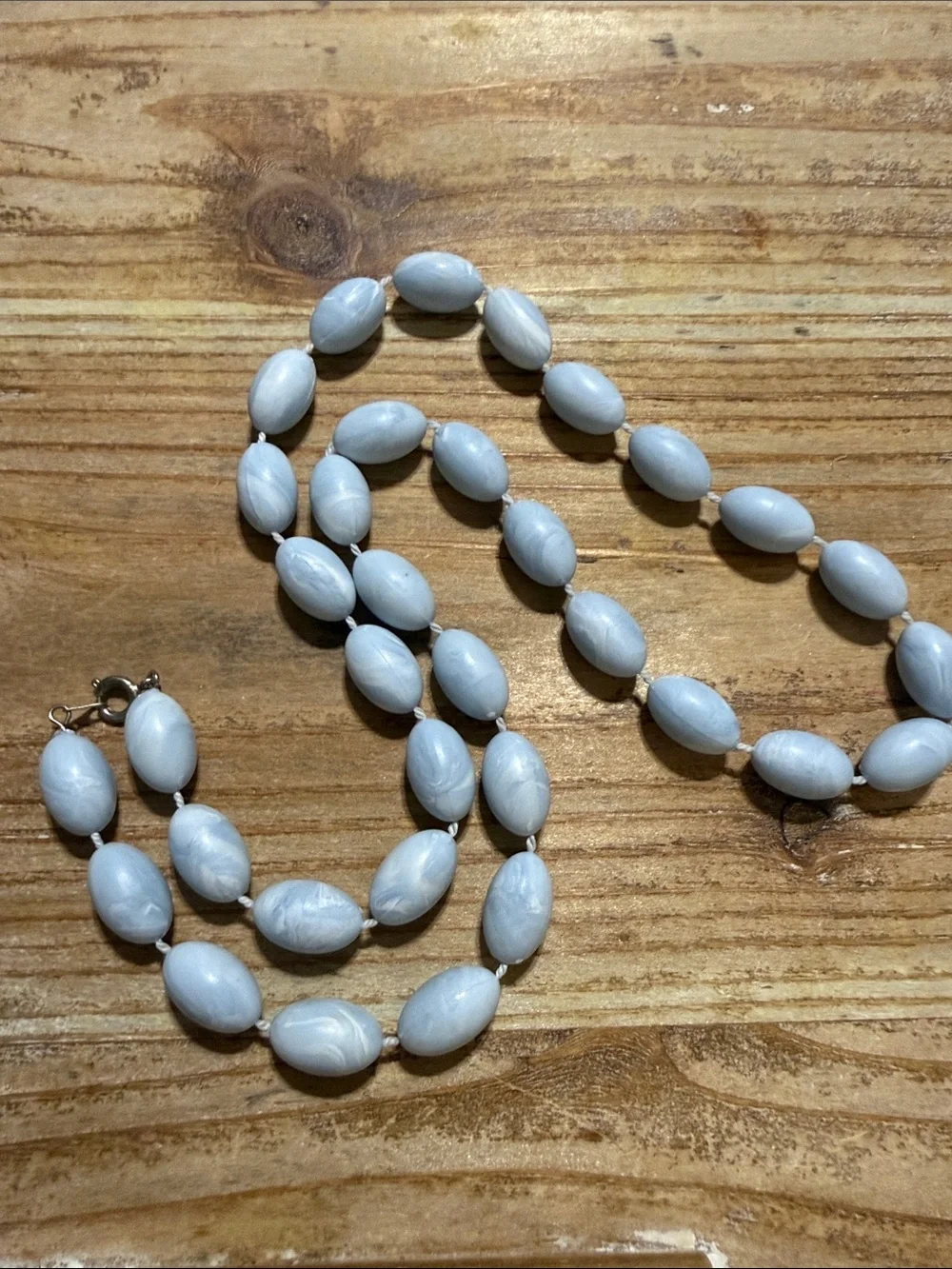 Vintage Light Blue Beaded Statement Necklace